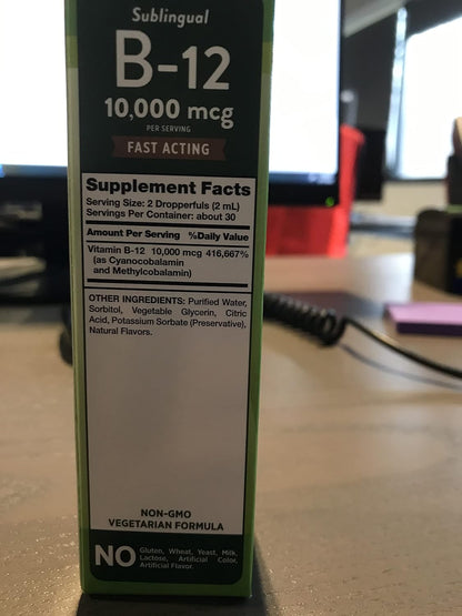 Nature's Truth Sublingual B-12 10,000 mcg Liquid - Natural Berry Flavour, 2 fl oz (Pack of 2)