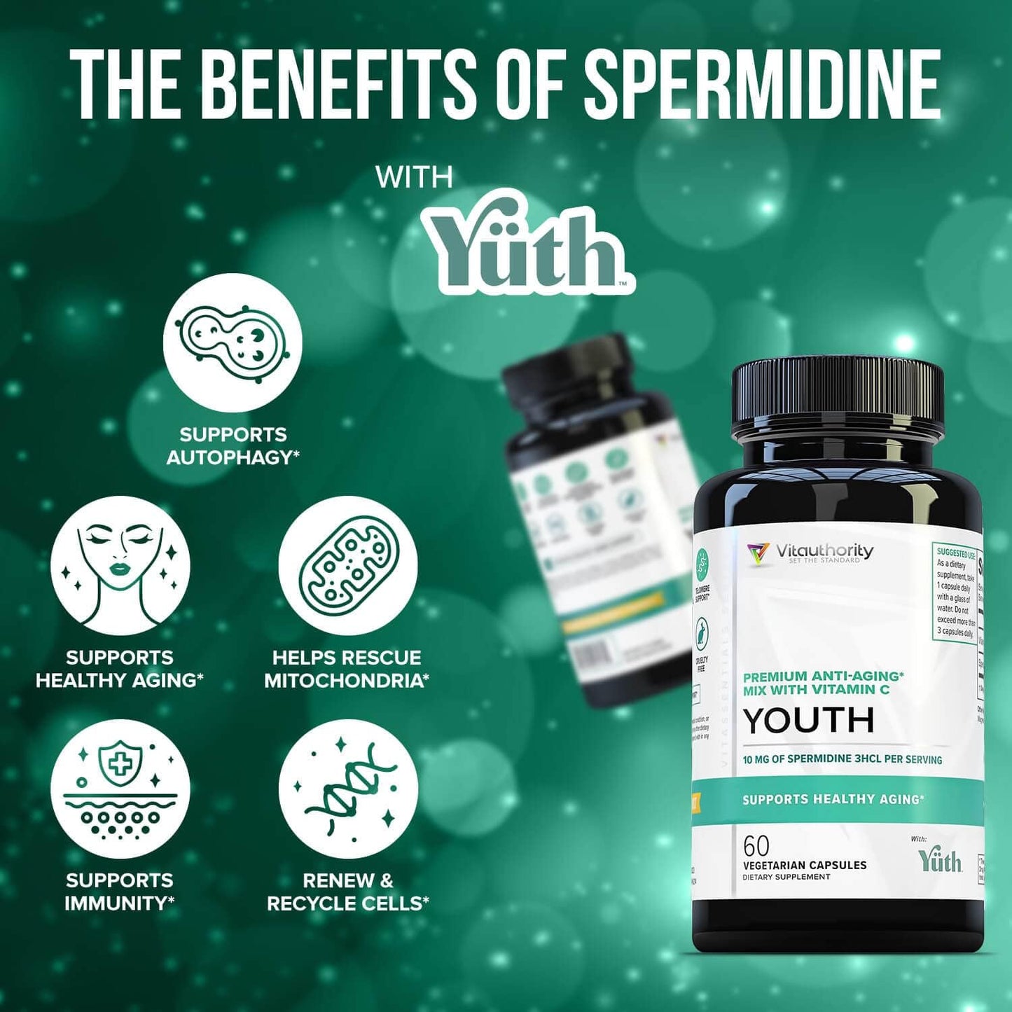 Vitauthority Enhanced Absorption Pure Spermidine Supplement - 99% Standardised Spermidine 3HCl, 60 Servings - görsel 3