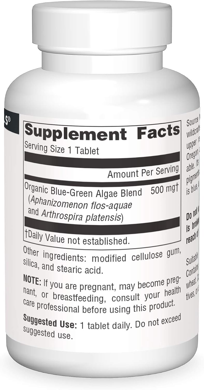 Source Naturals Blue Green Algae from Klamath Lake – 500 mg, 100 Tablets - görsel 3