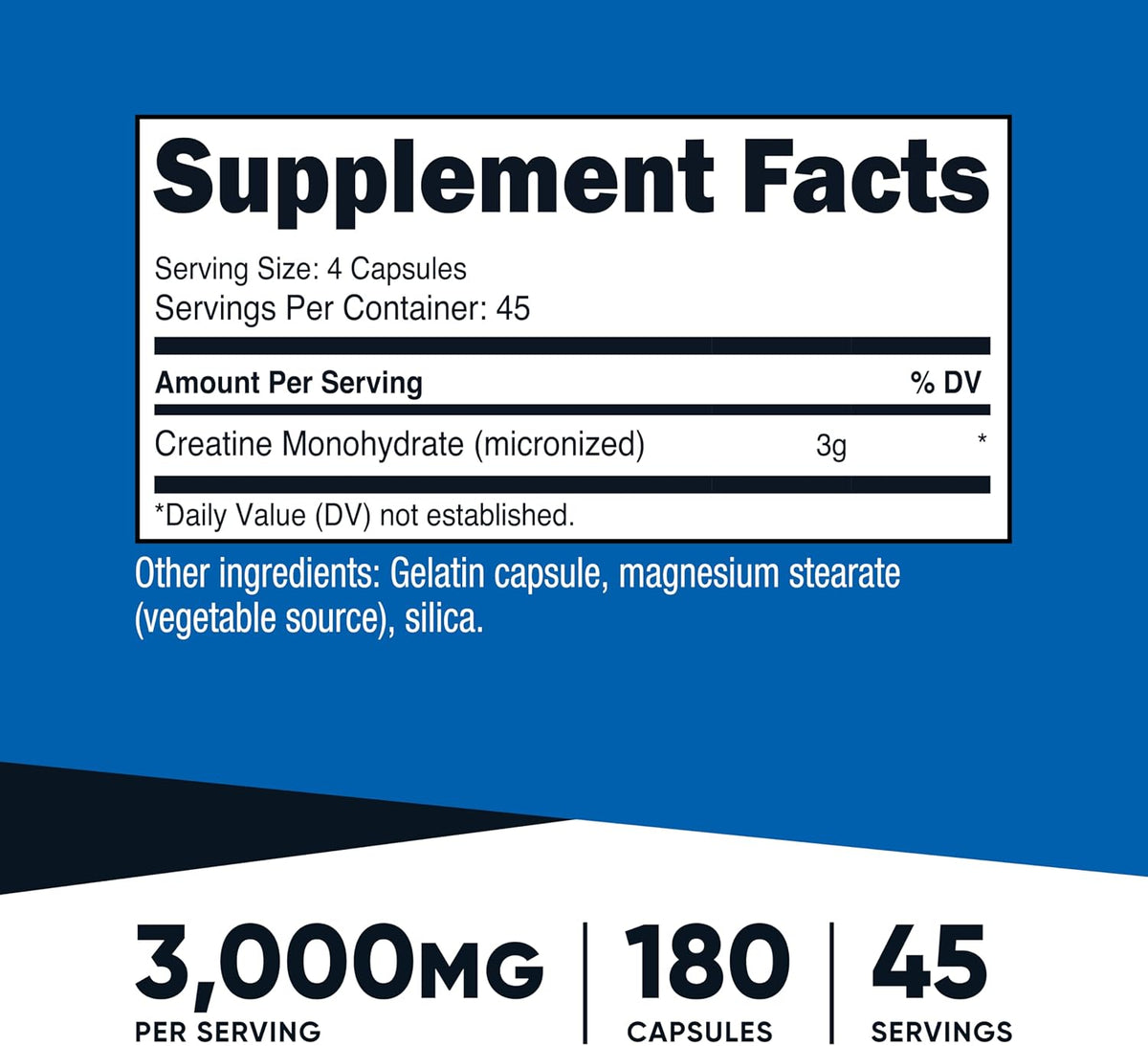 Nutricost Creatine Monohydrate 3,000 mg, 180 Capsules (750 mg Per Capsule) - Gluten-free, Non-GMO - görsel 2