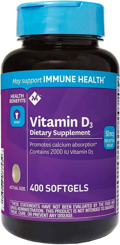 Member's Mark Vitamin D3 50 mcg (2000 IU) Food Supplement, 400 Softgels