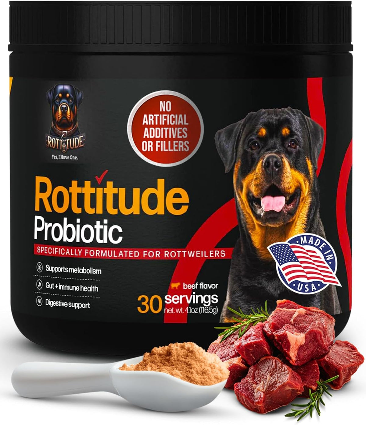 Probiotics for Dogs – Natural Dog Probiotics for Digestive Health, Gut Health, Yeast, Itchy Skin & Itchy Ears – Probiotic for Dogs – Dog Probiotic Supplement for Rottweilers - görsel 1