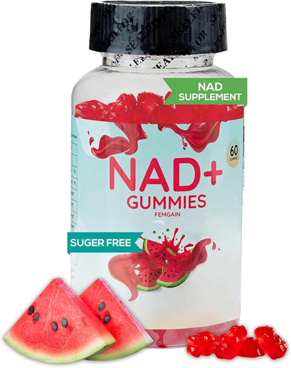 FEMGAIN NAD Gummies, 1000mg NAD+ Supplement - Sugar-Free Nicotinamide Riboside & Resveratrol, Watermelon Flavour – Image 1