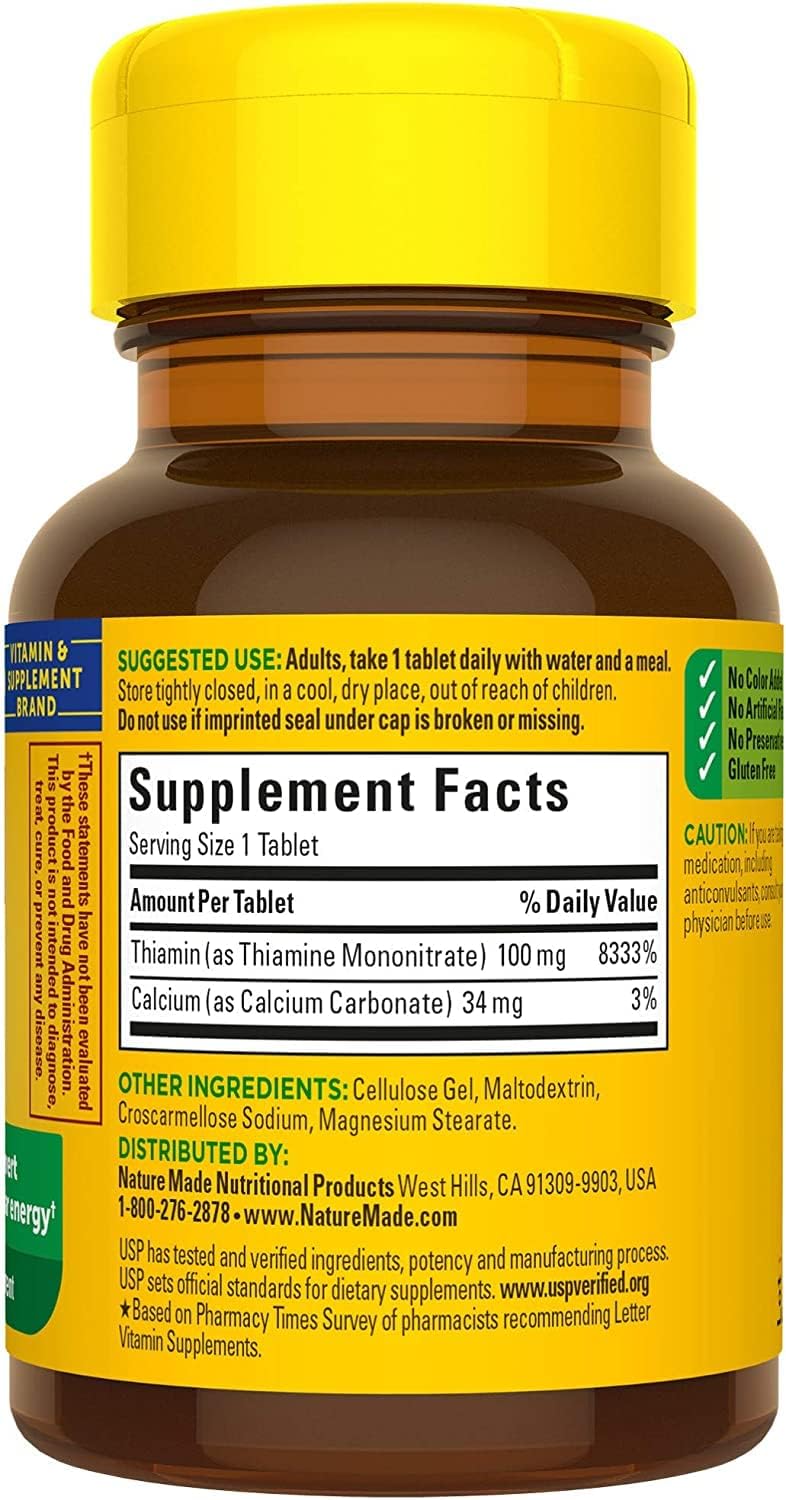 Nature Made B1 100 mg 100 Tablets (5 Pack) - görsel 3