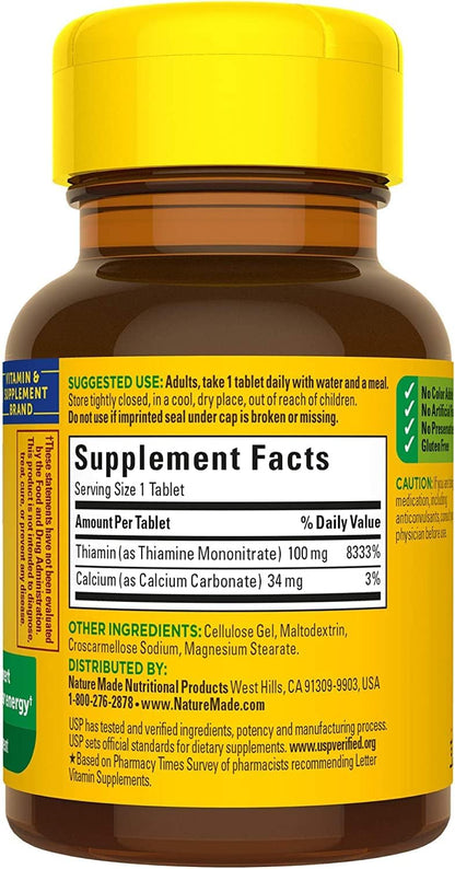 Nature Made B1 100 mg 100 Tablets (5 Pack)