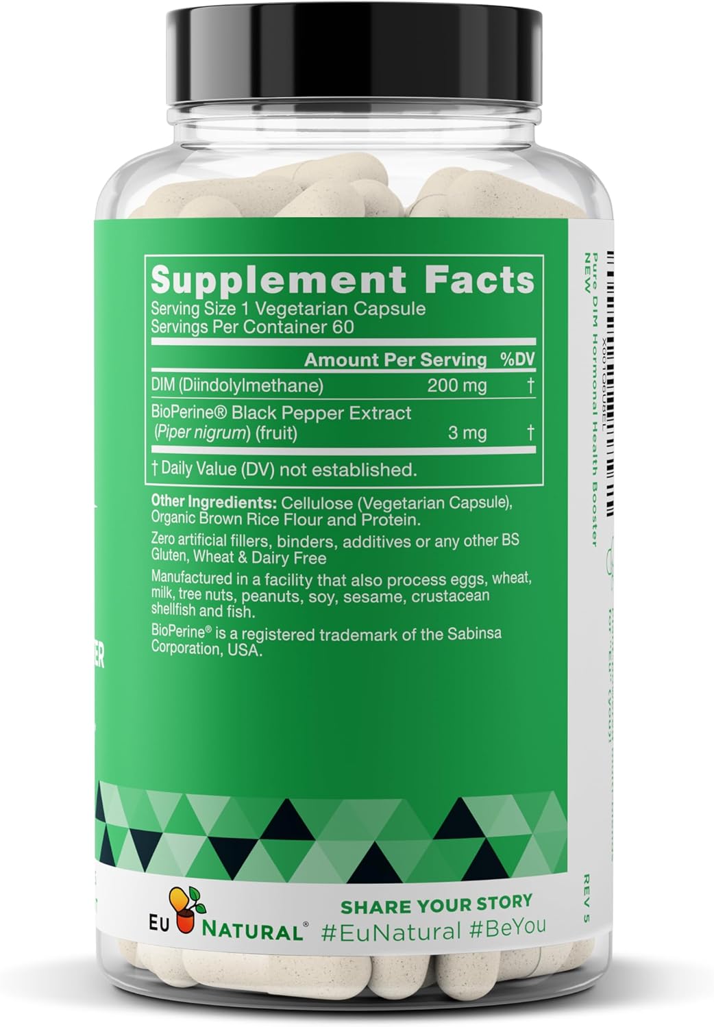 Eu Natural Pure DIM 200mg Supplement – Oestrogen Hormone Balance – with BioPerine – 60 Vegan Soft Capsules - görsel 8