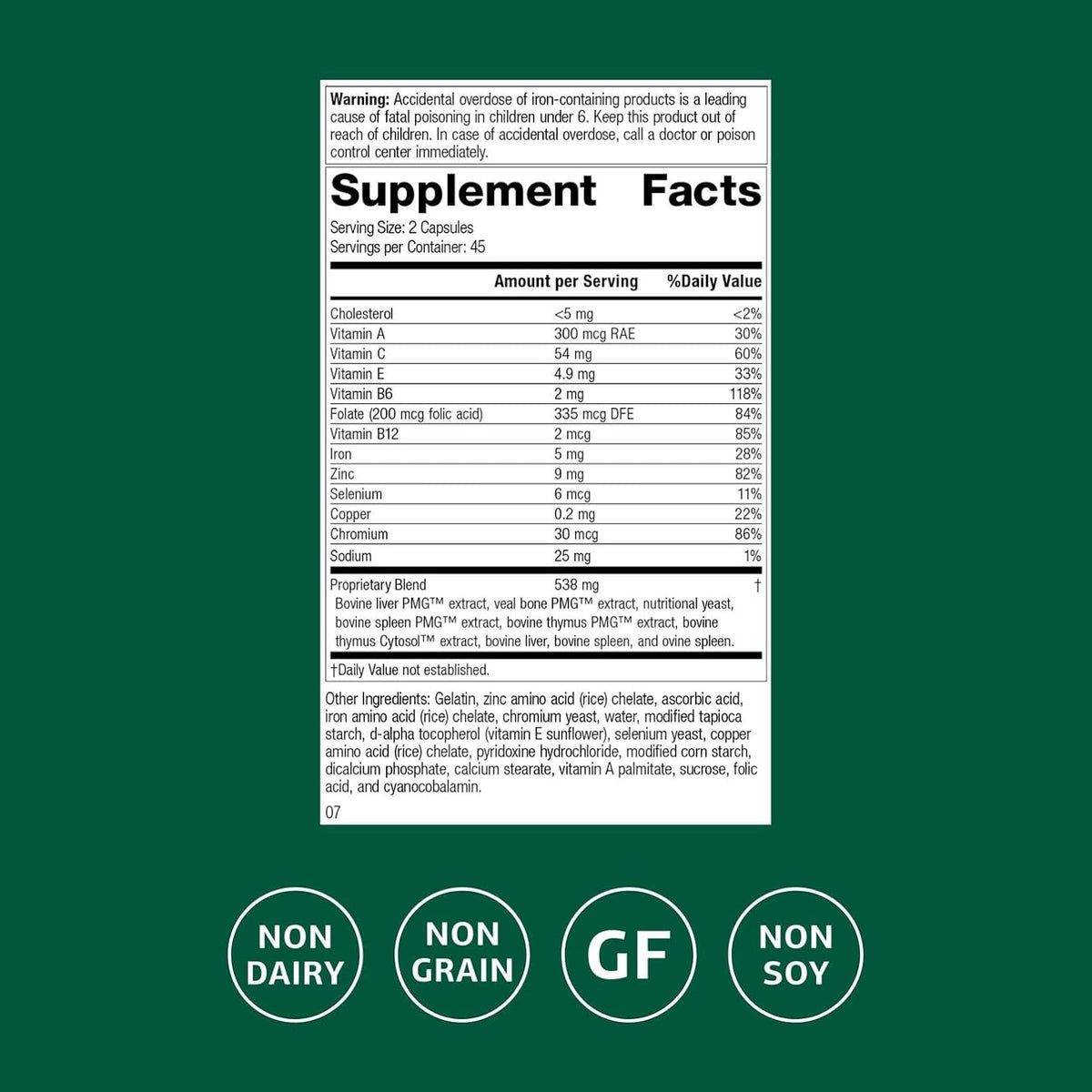 Standard Process Immuplex - Daily Immune Support Supplement - 90 Capsules - görsel 2
