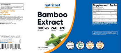 Nutricost Bamboo Extract, 400 mg, 240 Capsules – Vegan, Gluten-free, Non-GMO