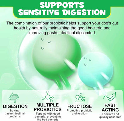 Probiotics for Dogs - 120 Soft Chews - Digestive & Immune Support with Prebiotics & Enzymes - Duck Flavour