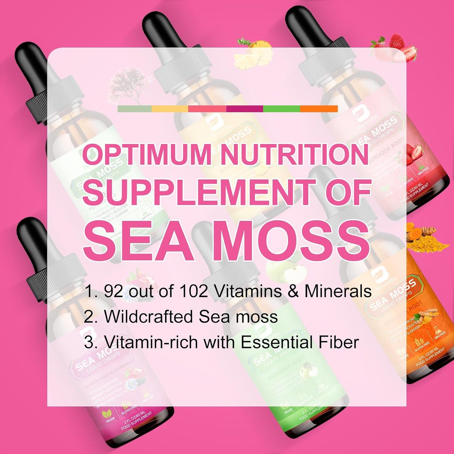 B BEWORTHS Organic Sea Moss Liquid Drops with Black Seed Oil, Elderberry & Ashwagandha - görsel 5