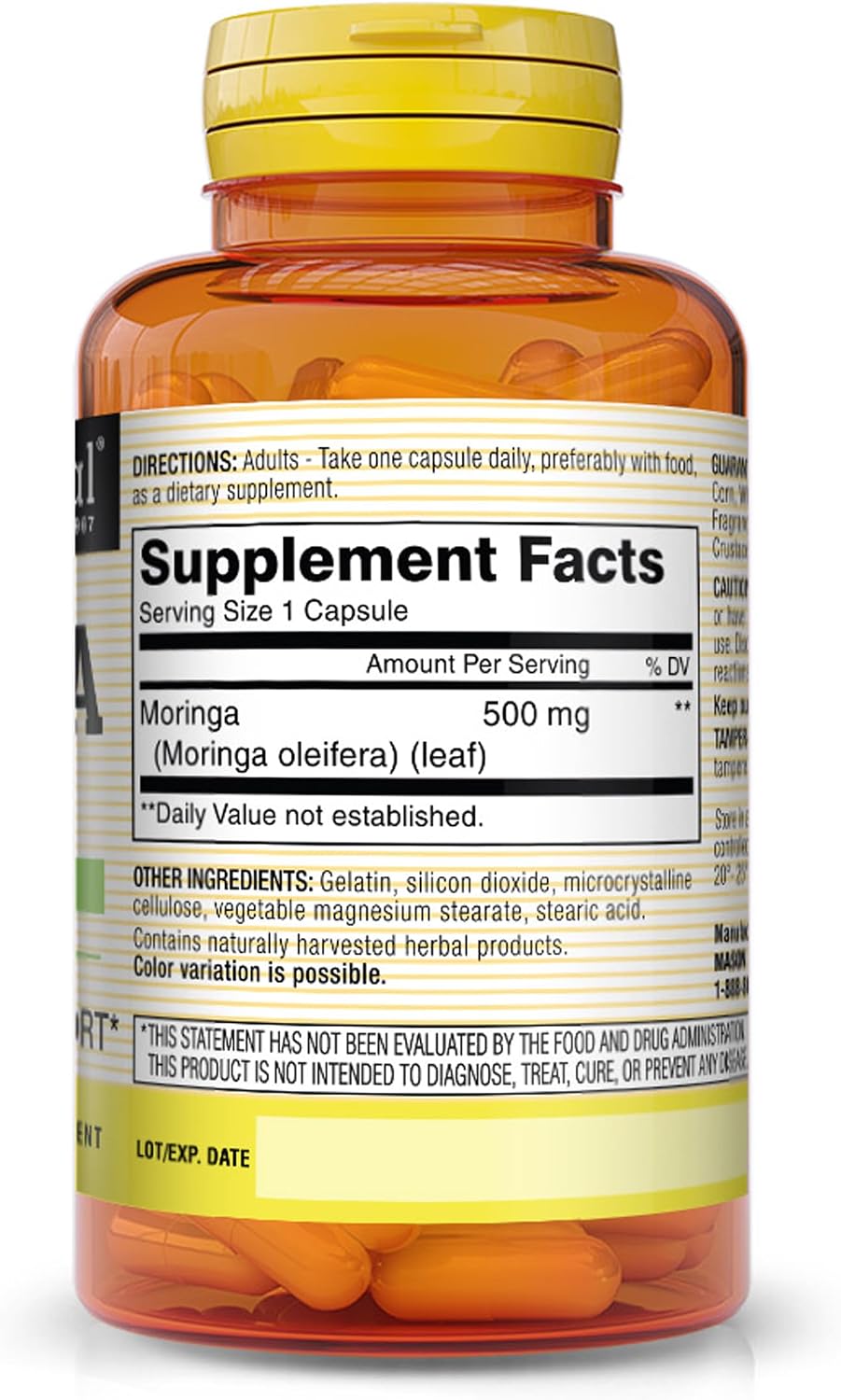 MASON NATURAL Moringa 500 mg – Energy Metabolism & Immune Support, 60 Capsules - görsel 2