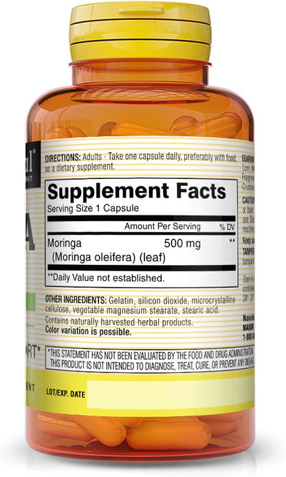 MASON NATURAL Moringa 500 mg – Energy Metabolism & Immune Support, 60 Capsules