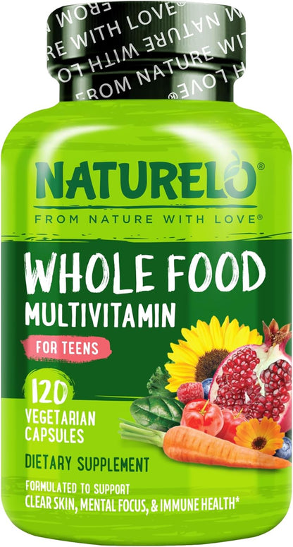 NATURELO Multivitamins for Teens – Whole Food Multivitamin with Minerals, 180 Capsules