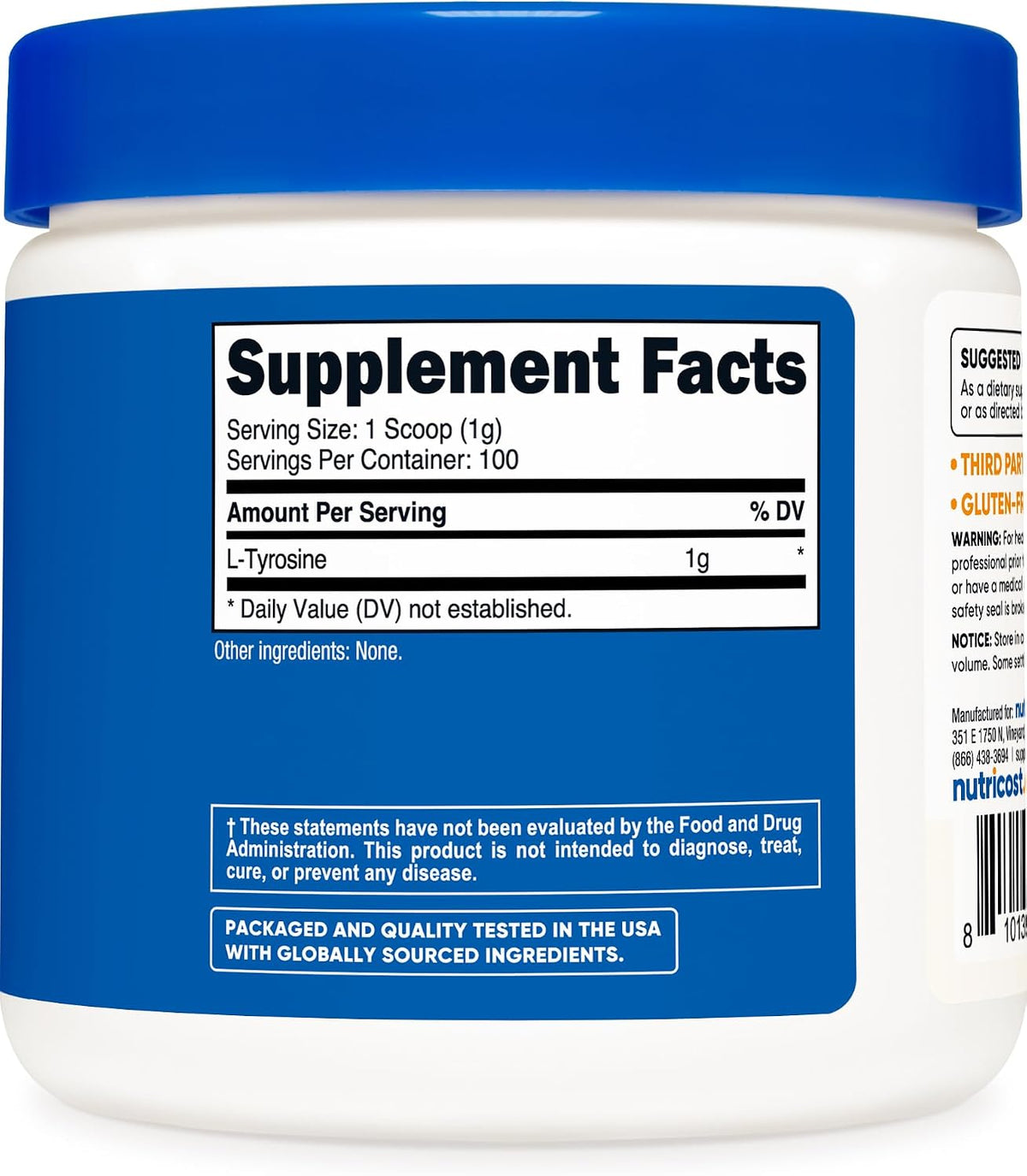 Nutricost L-Tyrosine Powder 100g (100 Servings) - 1g per Serving - görsel 5