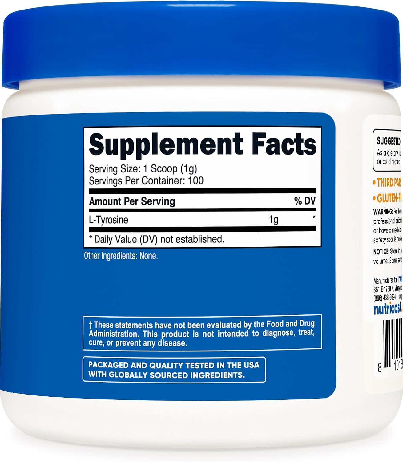 Nutricost L-Tyrosine Powder 100g (100 Servings) - 1g per Serving - görsel 5