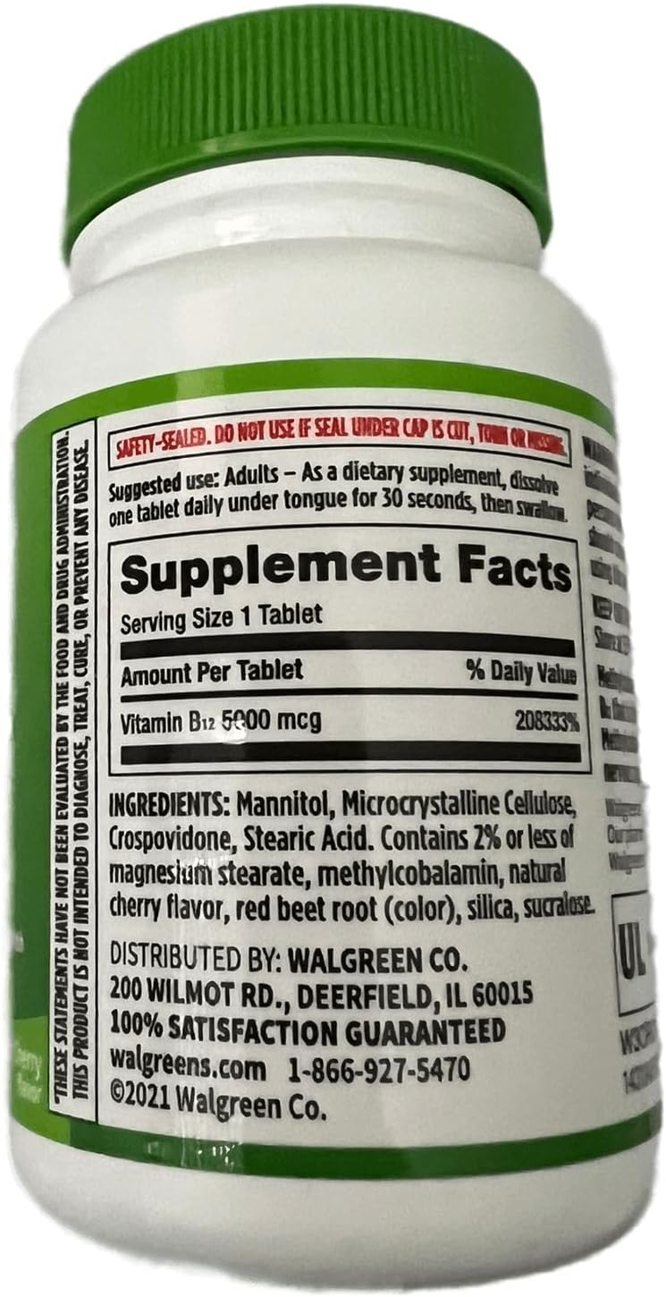 Walgreens Vitamin B12 5000 mcg, 90 Tablets - görsel 2
