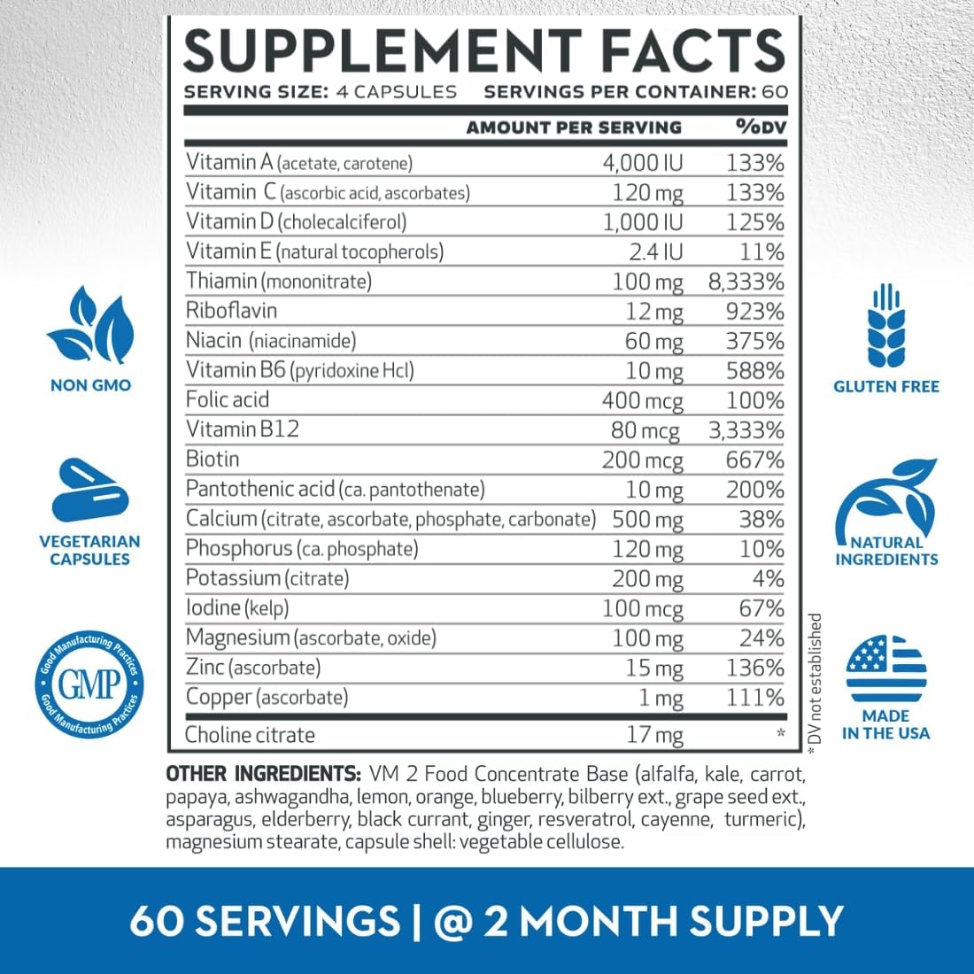 Vitaminerals 2BG+™ B Complex Nerve Support – High Potency B-Complex with Fruits & Veg Blend – 120 Veg Capsules - görsel 2