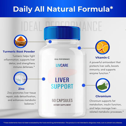 LivCare Capsules - Official LivCare Advanced Supplement Capsules - Maximum Strength, All Natural - 60 Capsules