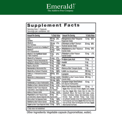 Emerald Labs Men's 1 Daily Multi - Additive-Free Multivitamin with Lycopene, Zinc, Vitamin D3 - 60 Vegetable Capsules
