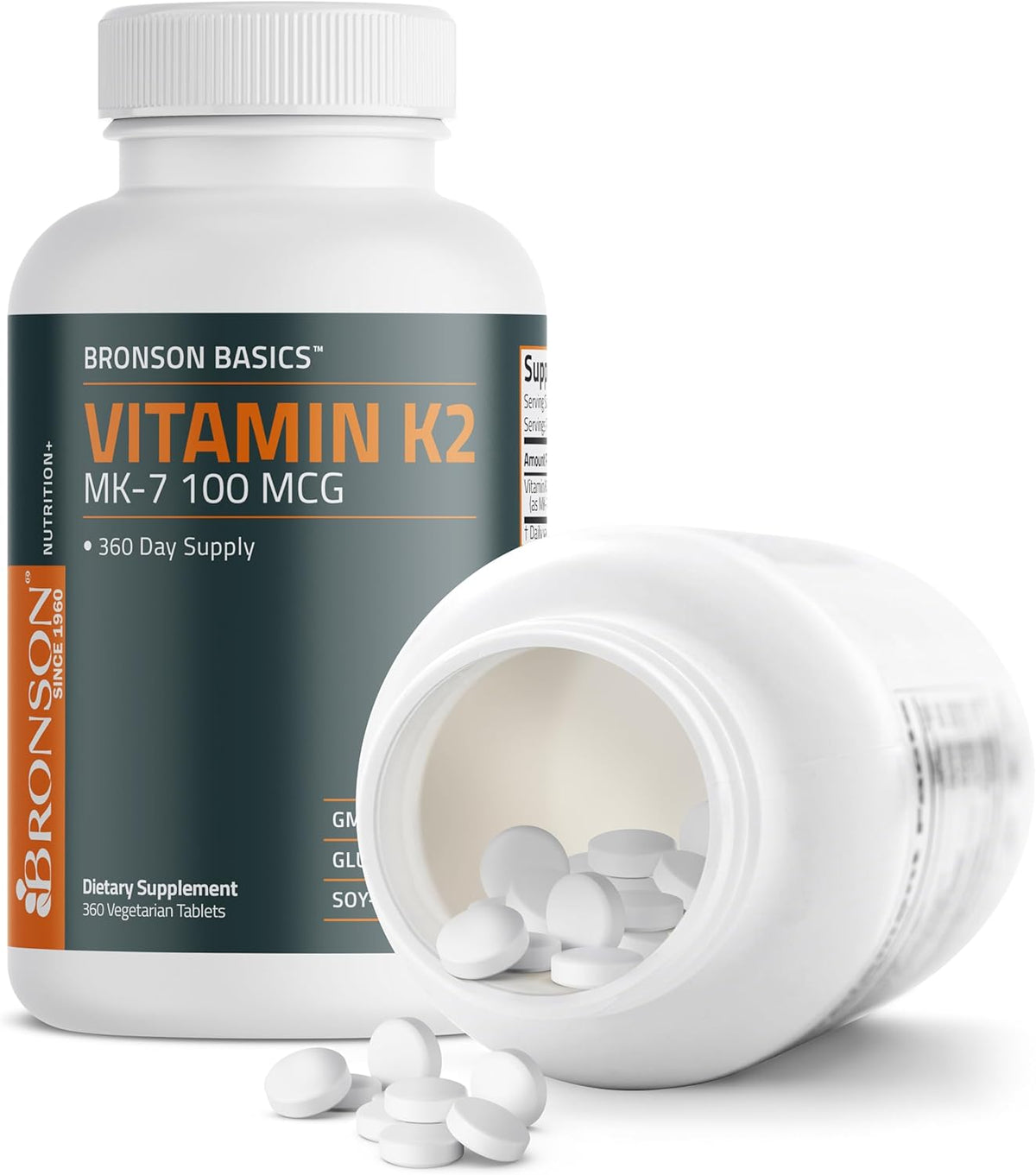 Bronson Vitamin K2 MK-7 100 MCG, K2 as MK7 Menaquinone, Bone Support, 360 Tablets - görsel 5