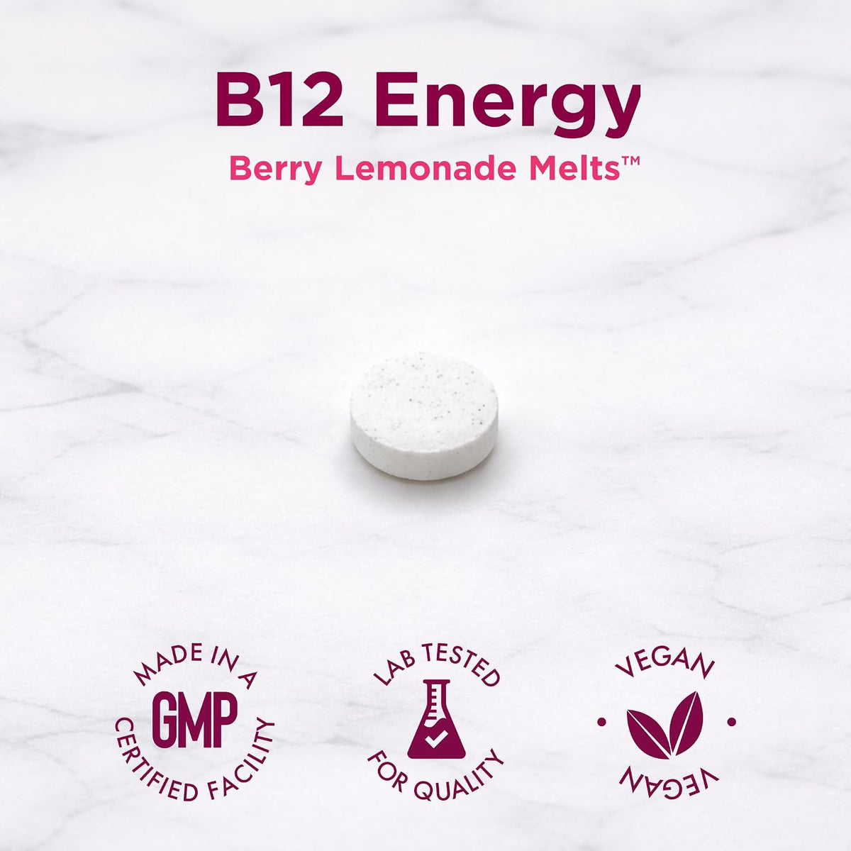 Purity Products B-12 Energy Berry Lemonade Melt with Methylcobalamin B12, B6, D3, Folic Acid, and Biotin - 30 Melting Tablets - görsel 6