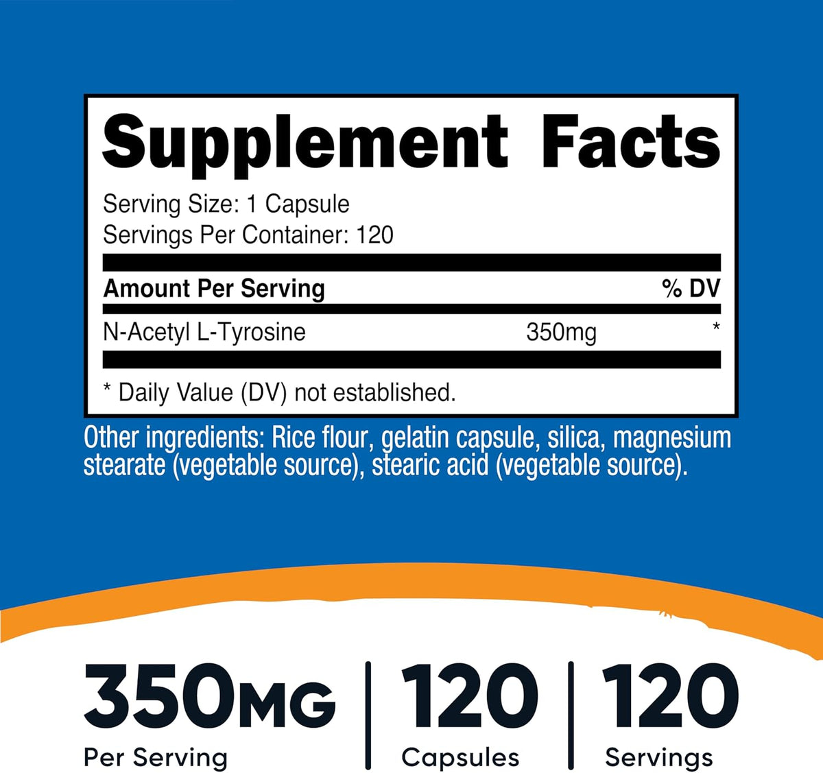Nutricost N-Acetyl L-Tyrosine (NALT) 350mg, – Supports cognitive function during challenging tasks – Image 2