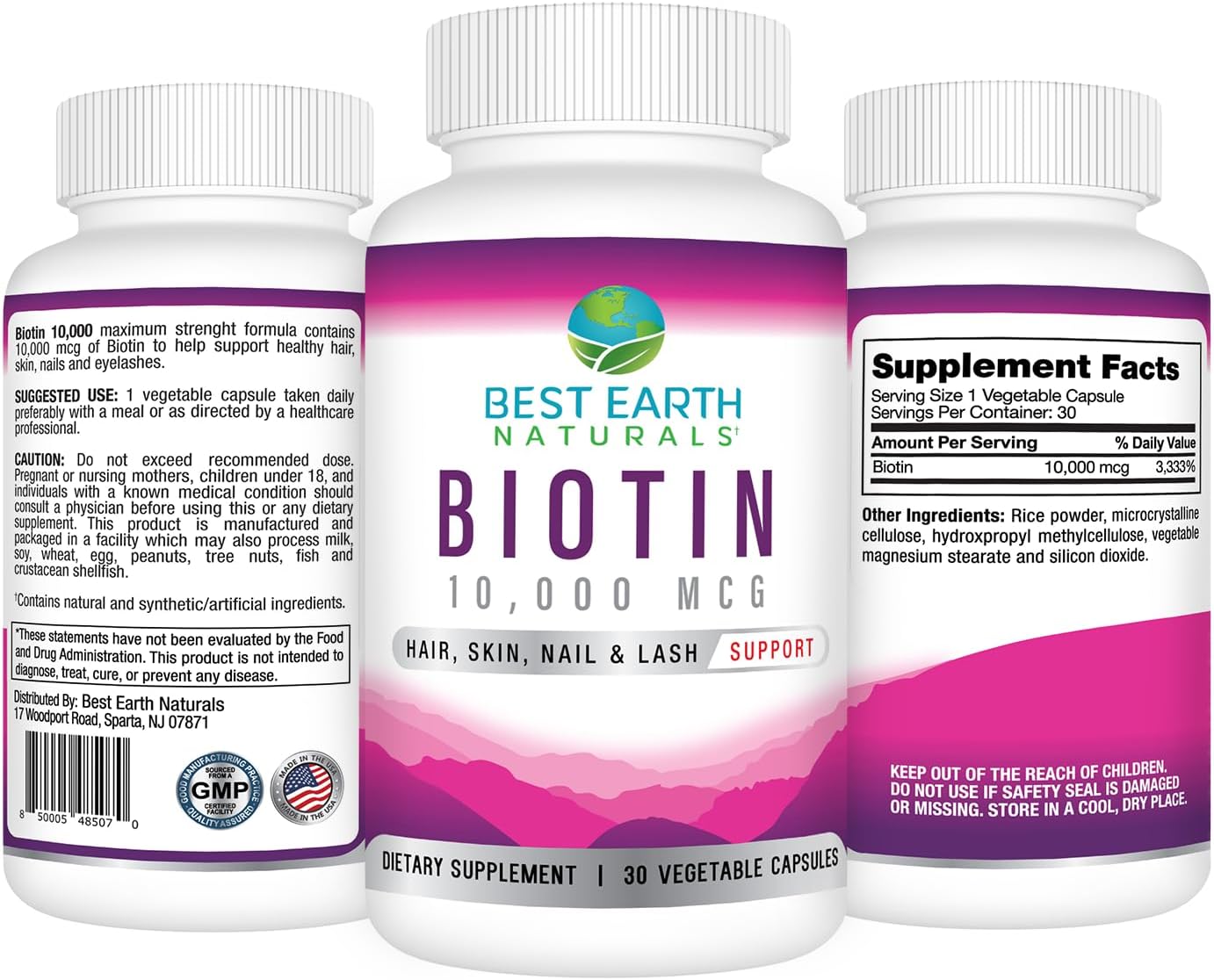 Best Earth Naturals Biotin 10,000mcg – Extra Strength Supplement for Hair, Skin & Nails - görsel 2