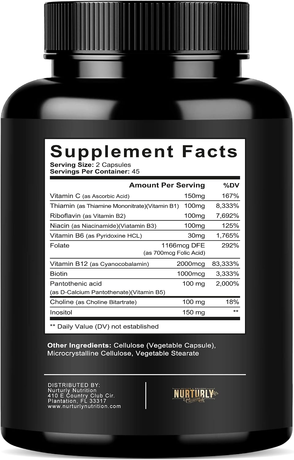 Vitamin B Complex with Vitamin C – Essential B Vitamins for Energy Release, Immune Function & Psychological Wellbeing (90 Capsules) - görsel 3