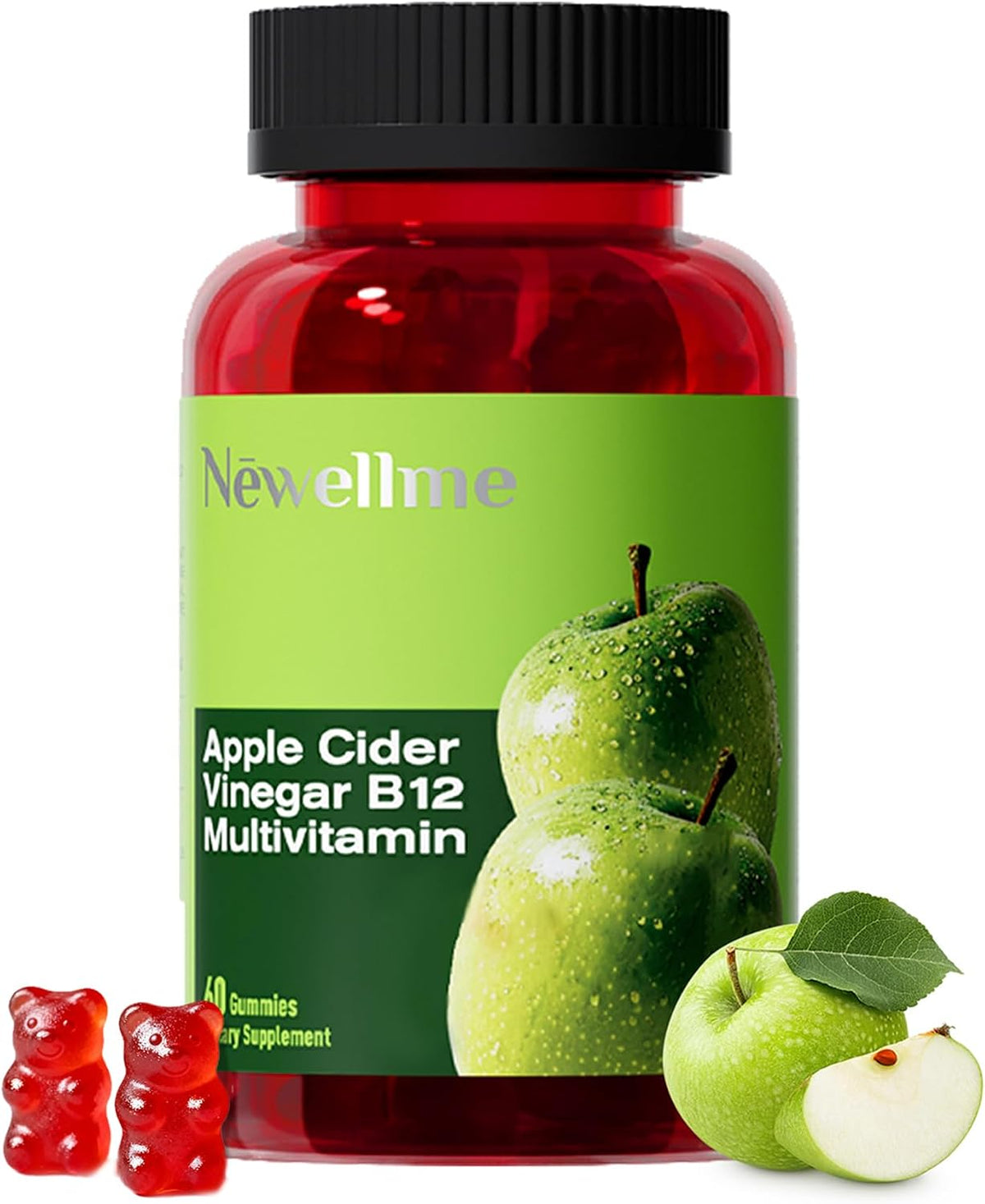 NEWELLME ACV Gummies with The Mother & B12 – Sugar Free, Great Tasting Vegan Gummies for Digestion, Metabolism & Daily Energy Support, 90 Count - görsel 10