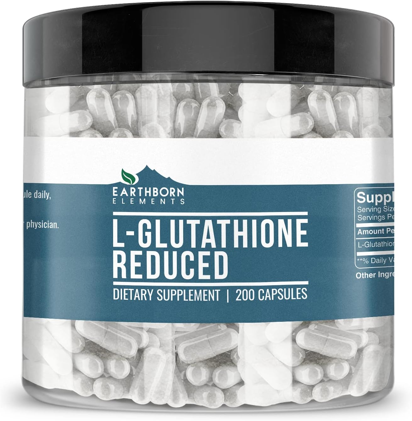 Earthborn Elements L-Glutathione Reduced, Pure & Undiluted, No Additives (200 Capsules) - görsel 1