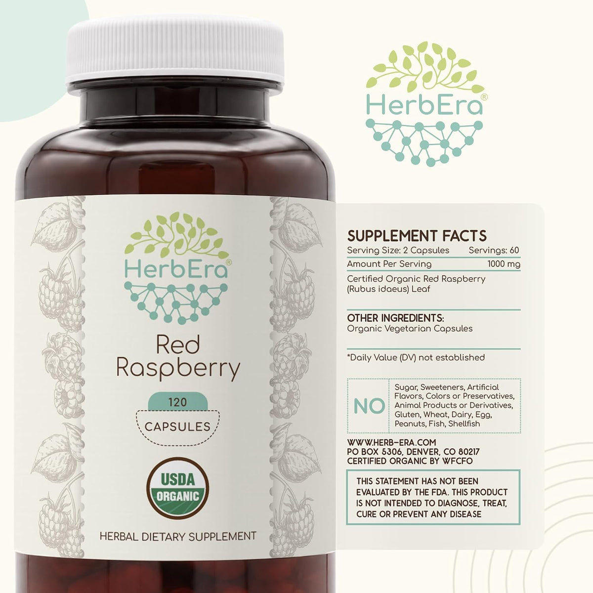 HerbEra USDA Organic Red Raspberry Leaf Capsules – Women's Wellness Support (120 Capsules) - görsel 5