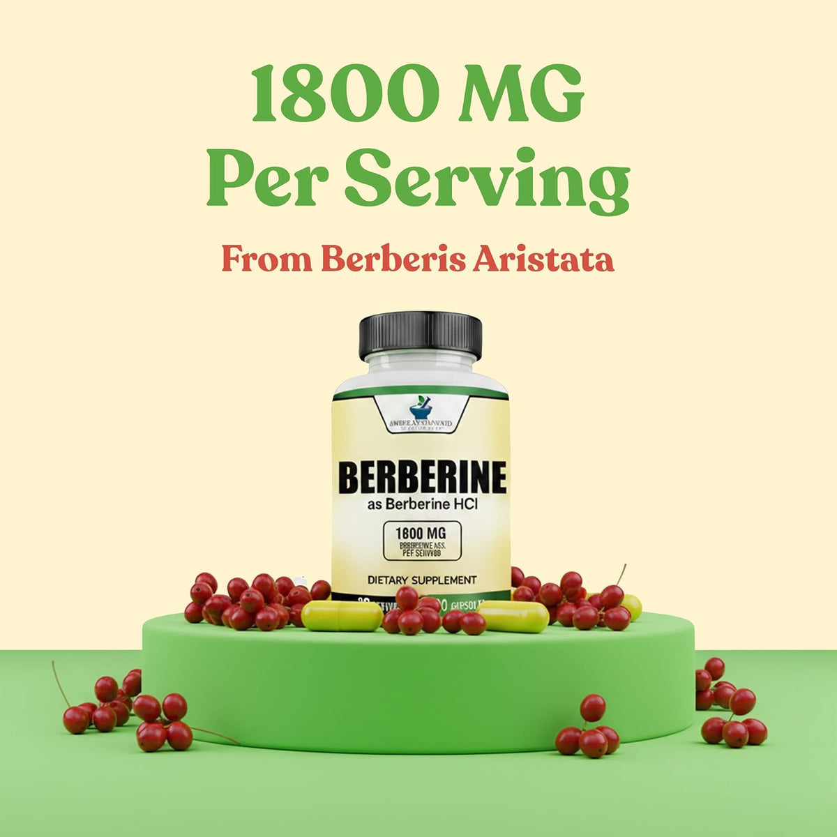 American Standard Supplements Berberine Capsules 1800mg Per Serving, 90 Vegetable Capsules - görsel 3