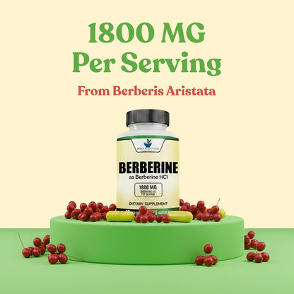 American Standard Supplements Berberine Capsules 1800mg Per Serving, 90 Vegetable Capsules