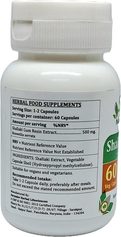Satya Naturals Shallaki Forte Capsules 500mg - Boswellia Serrata Extract - 4 Bottles of 60 Veg Capsules