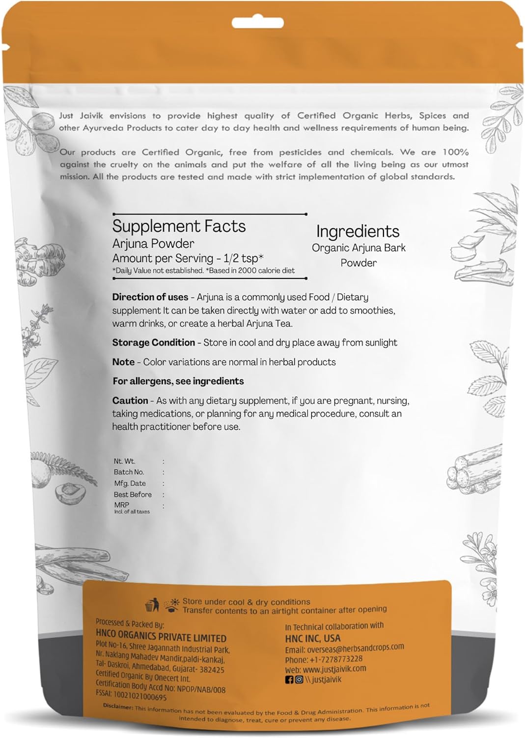 100% Organic Ashoka Bark Powder (Saraca Indica) - 227g (½ lb) - USDA Certified Organic, Biodegradable Resealable Pouch - görsel 2