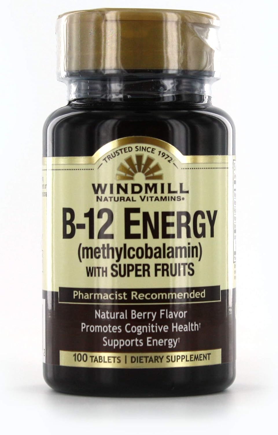 Windmill Vitamin B12 Energy with Super Fruits Tablets, 100 Tablets - görsel 1