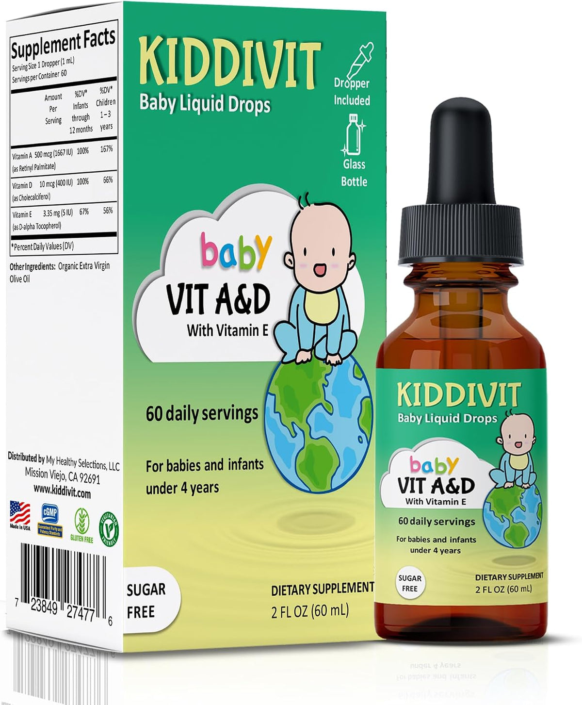 Kiddivit Baby Vitamin A & D Liquid Drops with Vitamin E - görsel 1