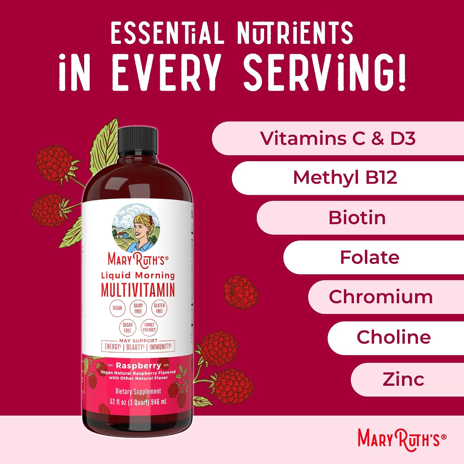 MaryRuth's Liquid Morning Multivitamin for Women, Men & Kids, 32 Servings - görsel 7