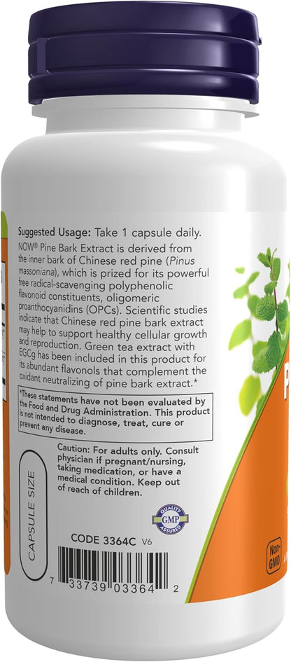 NOW Foods Pine Bark Extract, 240 mg, 90% OPC, 90 Veg Capsules