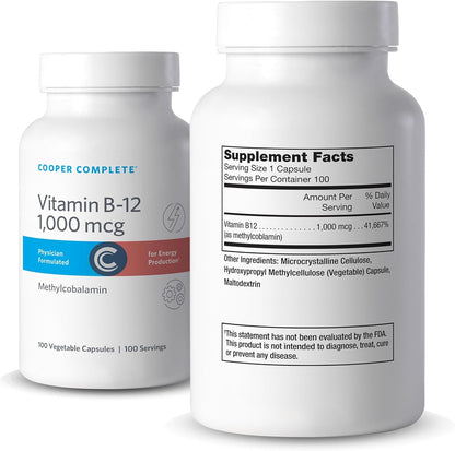 Cooper Complete Vitamin B12 1000 mcg, Methylcobalamin, 200 Capsules