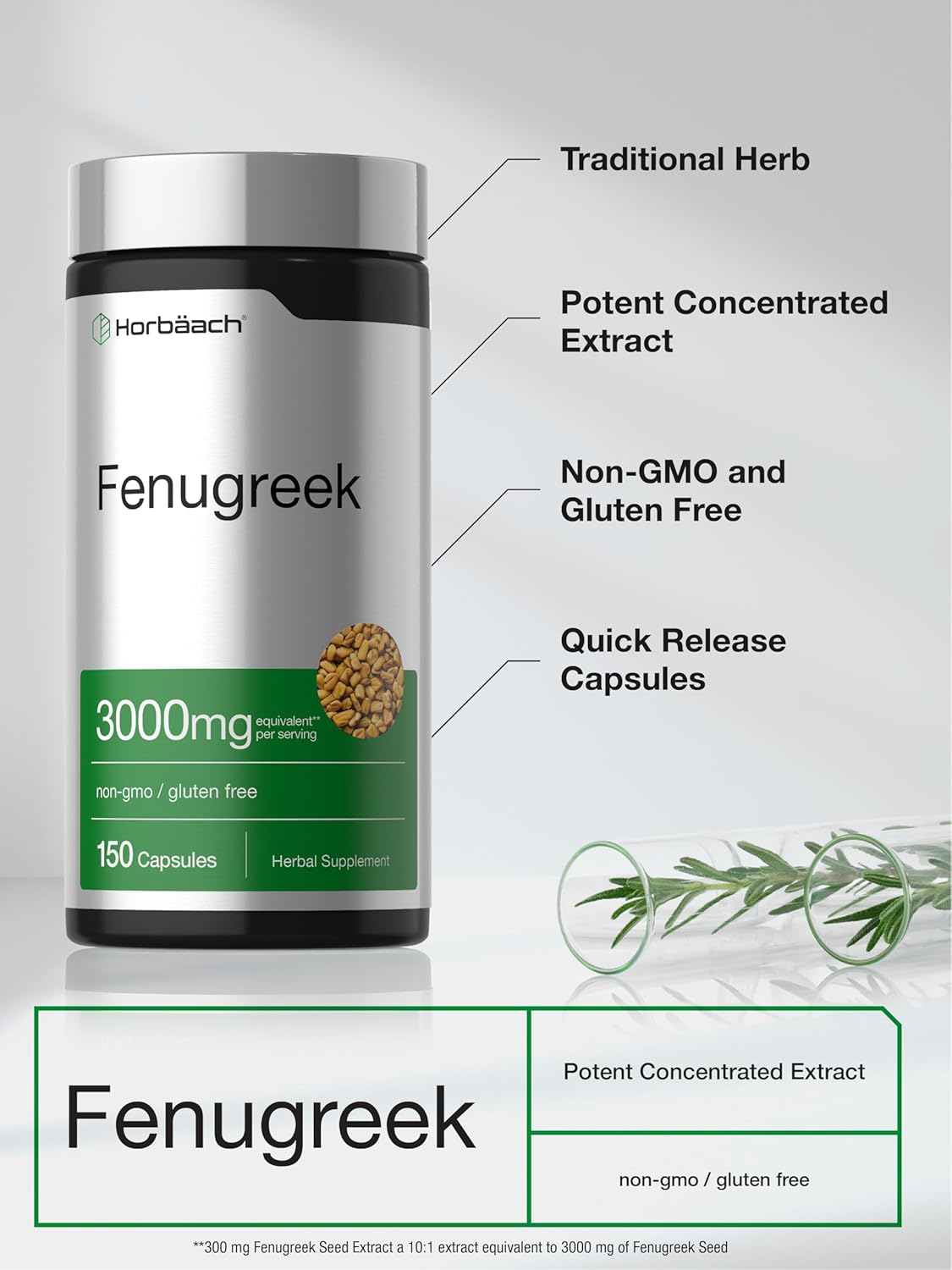 Horbäach Fenugreek Capsules - 150 Capsules - görsel 4
