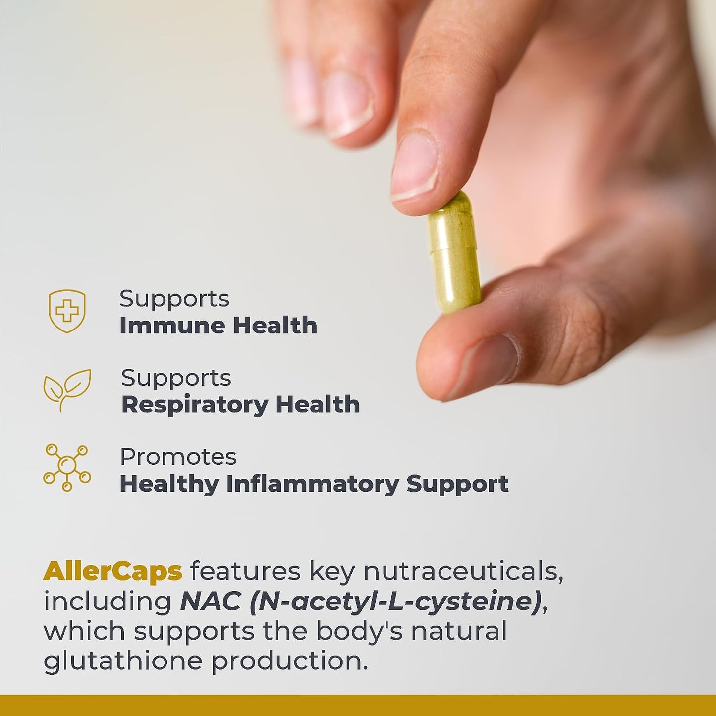 Premier Research Labs AllerCaps - Lung Health Food Supplement with NAC, Bromelain, Reishi & Quercetin - 60 Vegetarian Capsules - görsel 4