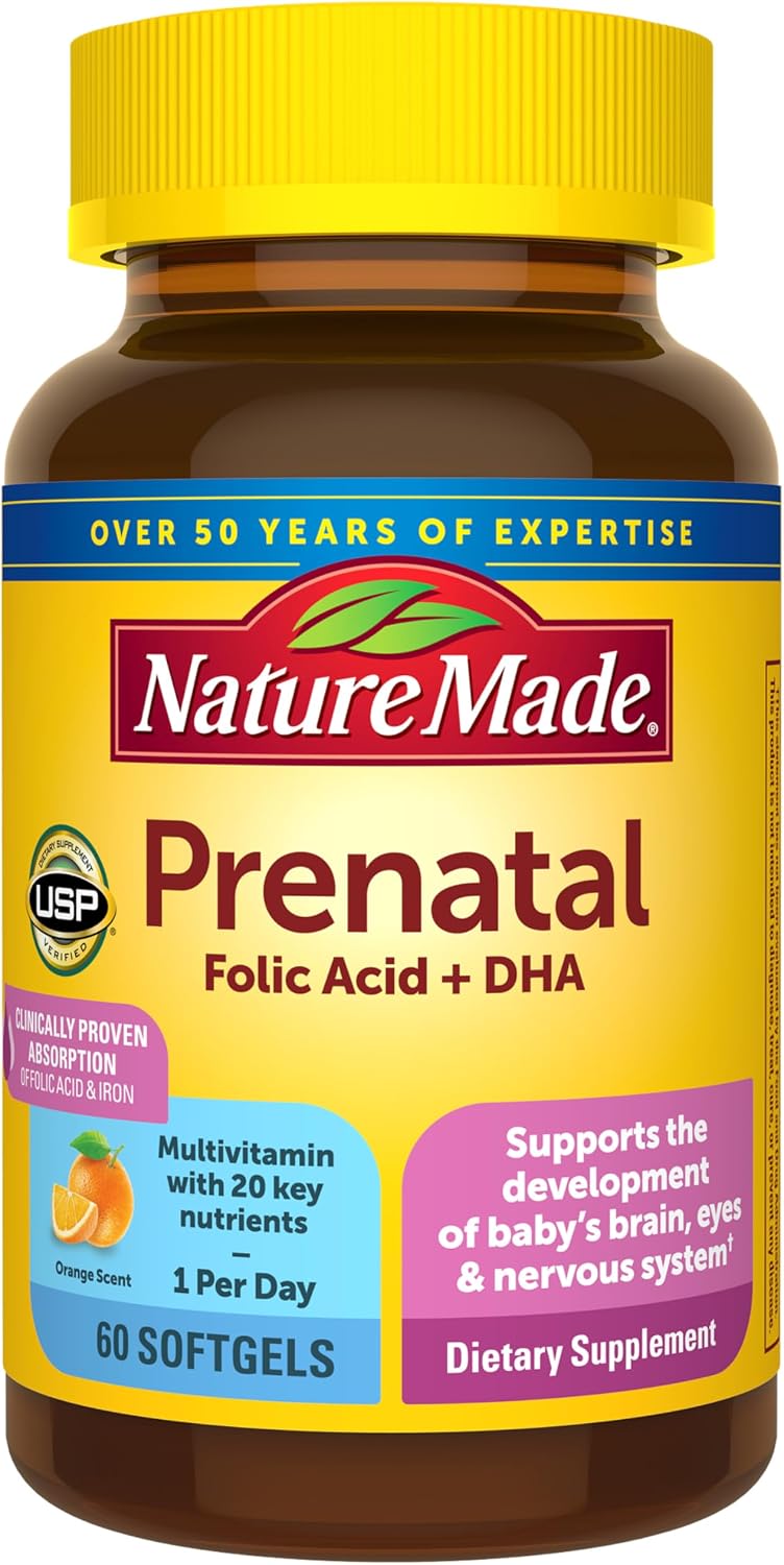 Nature Made Prenatal Vitamins with Folic Acid + DHA, 60 Softgels - görsel 1