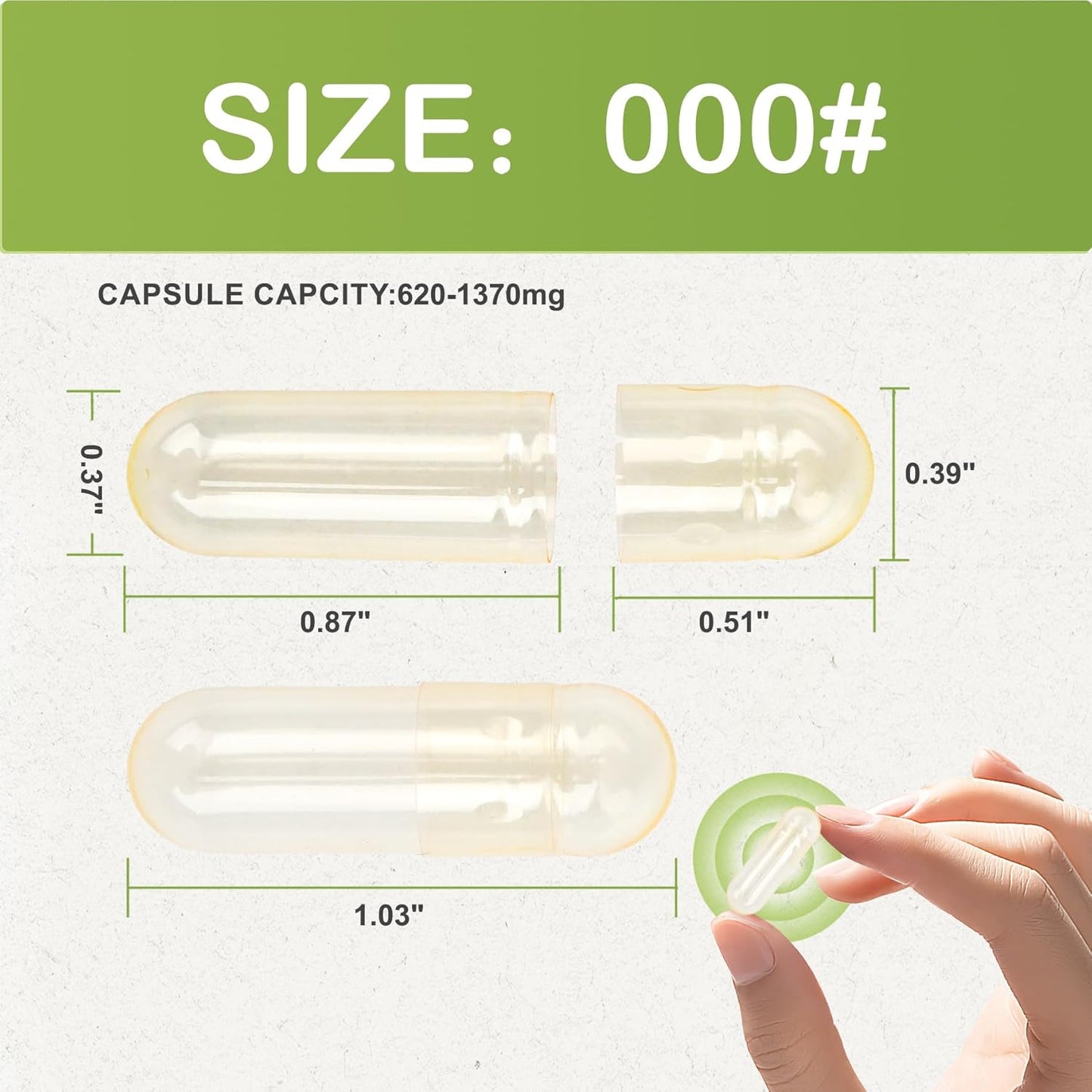 Size 000 Empty Vegetarian Capsules (1000 Count) - Vegan Clear Capsules for DIY Supplement Filling - görsel 2