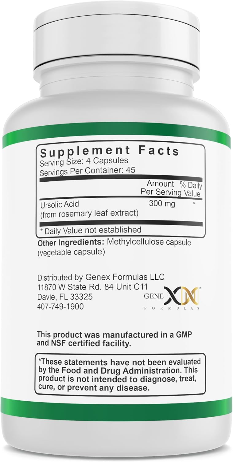 Genex Formulae Ursolic Acid 300mg (540 Capsules) – Non-GMO, Gluten-free, Vegetarian – 3 Pack - görsel 2