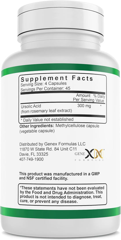 Genex Formulae Ursolic Acid 300mg (540 Capsules) – Non-GMO, Gluten-free, Vegetarian – 3 Pack