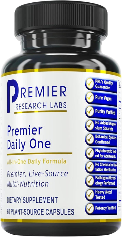 Premier Research Labs Premier Daily One - Super Greens Supplement with Cruciferous Vegetables, Milk Thistle, Beta Glucan - 60 Vegetarian Capsules