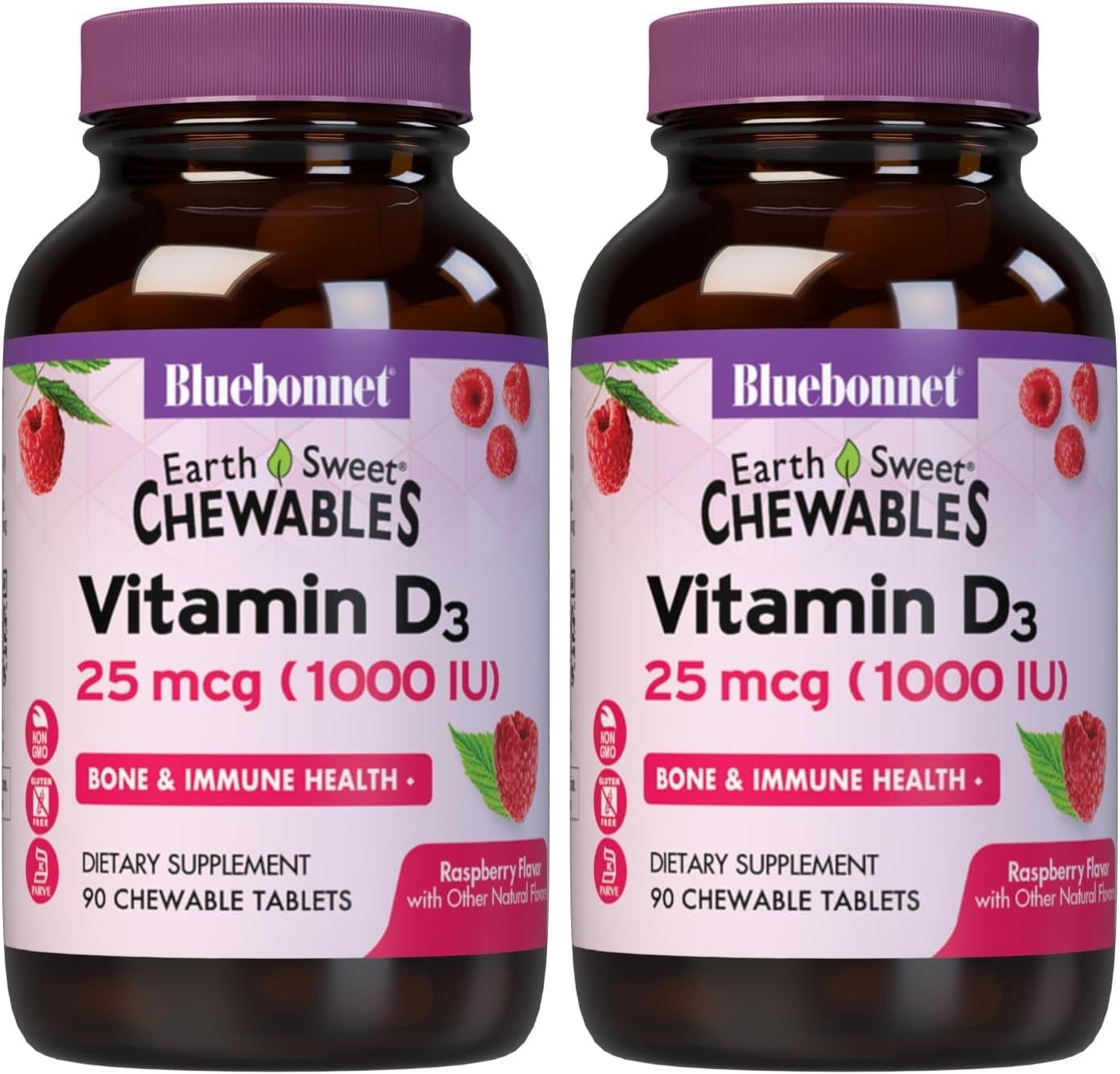 Bluebonnet Nutrition EarthSweet Vitamin D3 1000IU Chewable Tablets - Raspberry Flavour - 90 Count - görsel 8