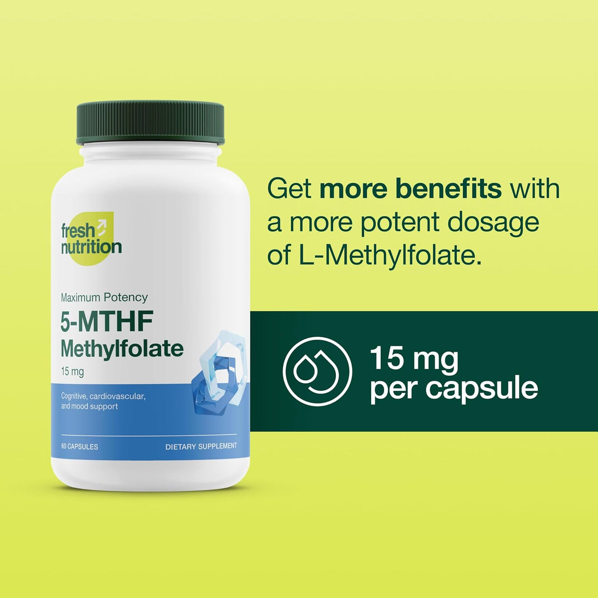 L-Methylfolate 15mg – High Strength Active Vitamin B9 (5-MTHF) – 60 Capsules - görsel 3