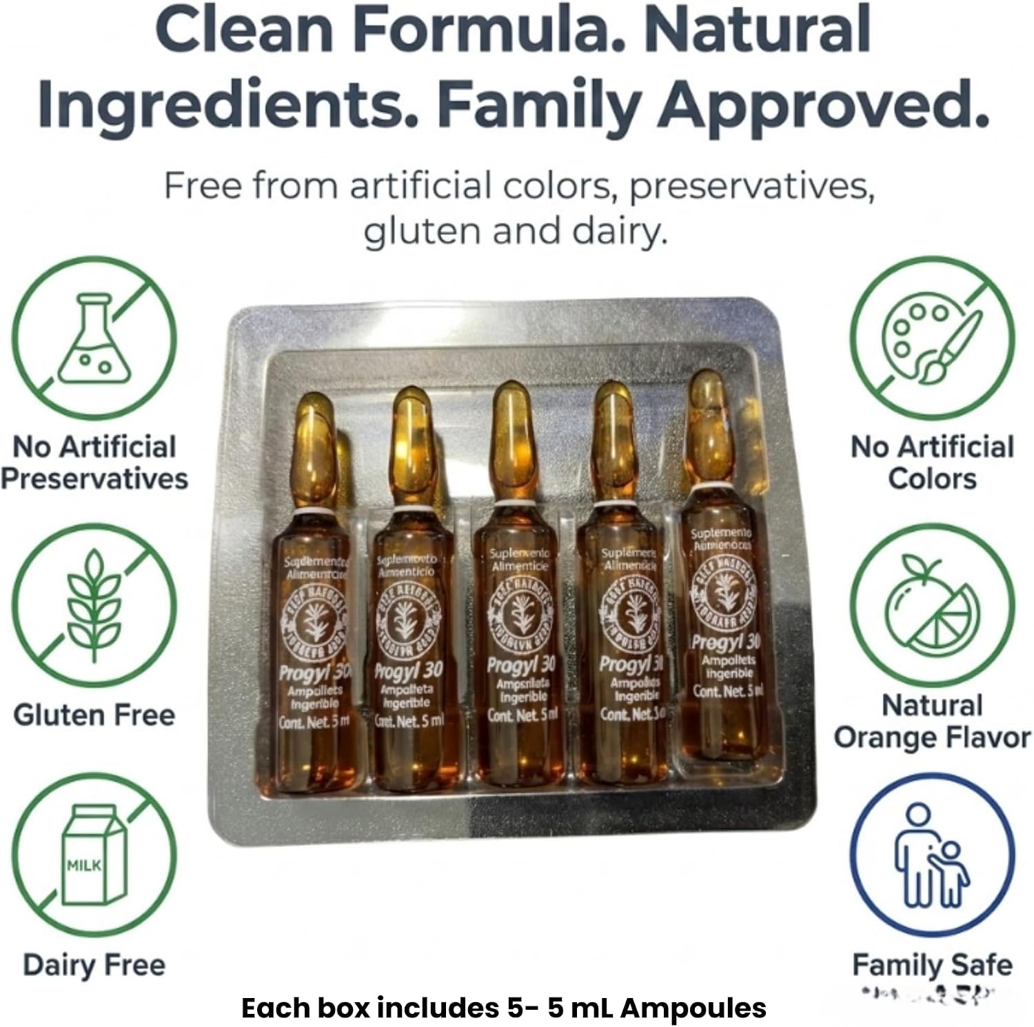 Aderogyl Oral Liquid Vitamins with A, C, D, E, Zinc, Propolis, Honey & Botanical Extracts - Immune Support - 5 Ampoules - görsel 6